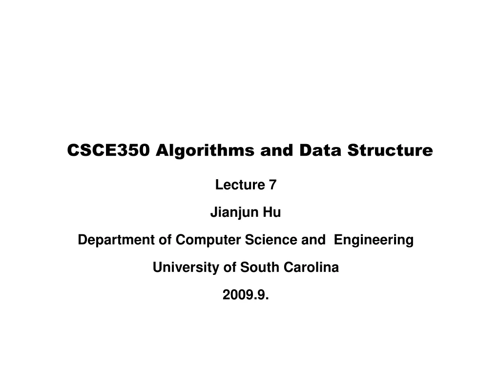 csce350 algorithms and data structure