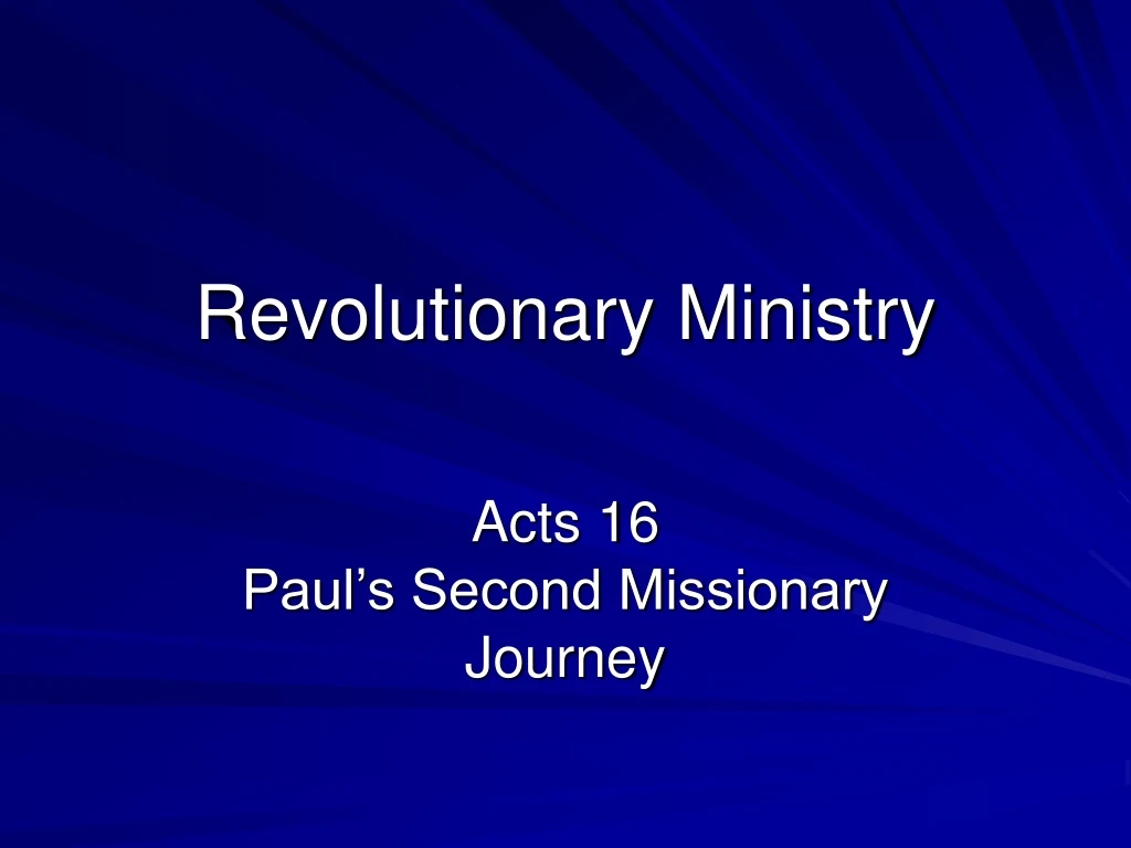 revolutionary ministry