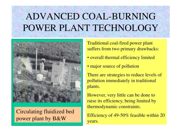 ADVANCED COAL-BURNING POWER PLANT TECHNOLOGY
