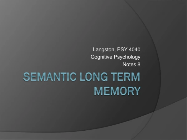 Semantic Long Term Memory