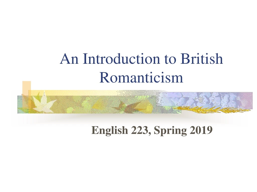 an introduction to british romanticism