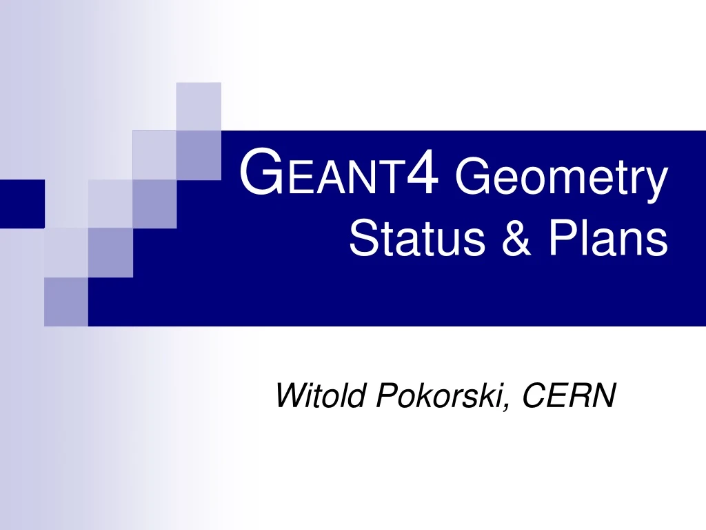 g eant 4 geometry status plans