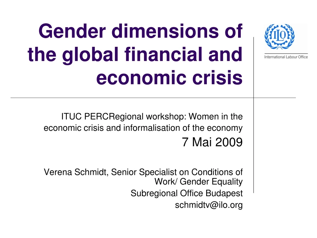 gender dimensions of the global financial and economic crisis