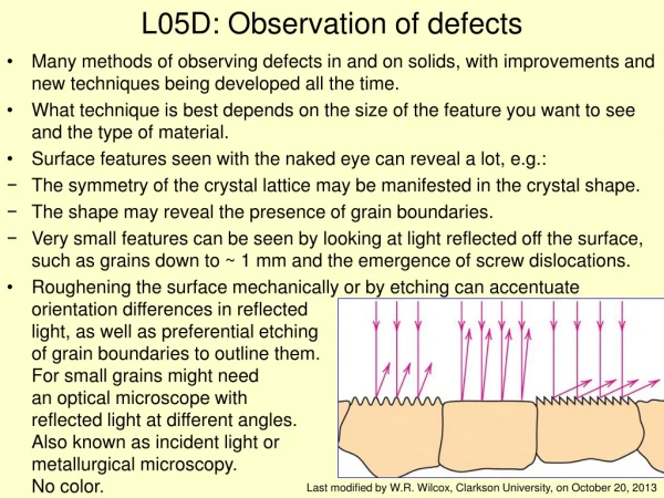 L05D: Observation of defects