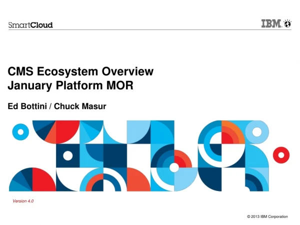 CMS Ecosystem Overview January Platform MOR Ed Bottini / Chuck Masur