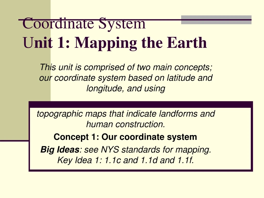 coordinate system u nit 1 mapping the earth
