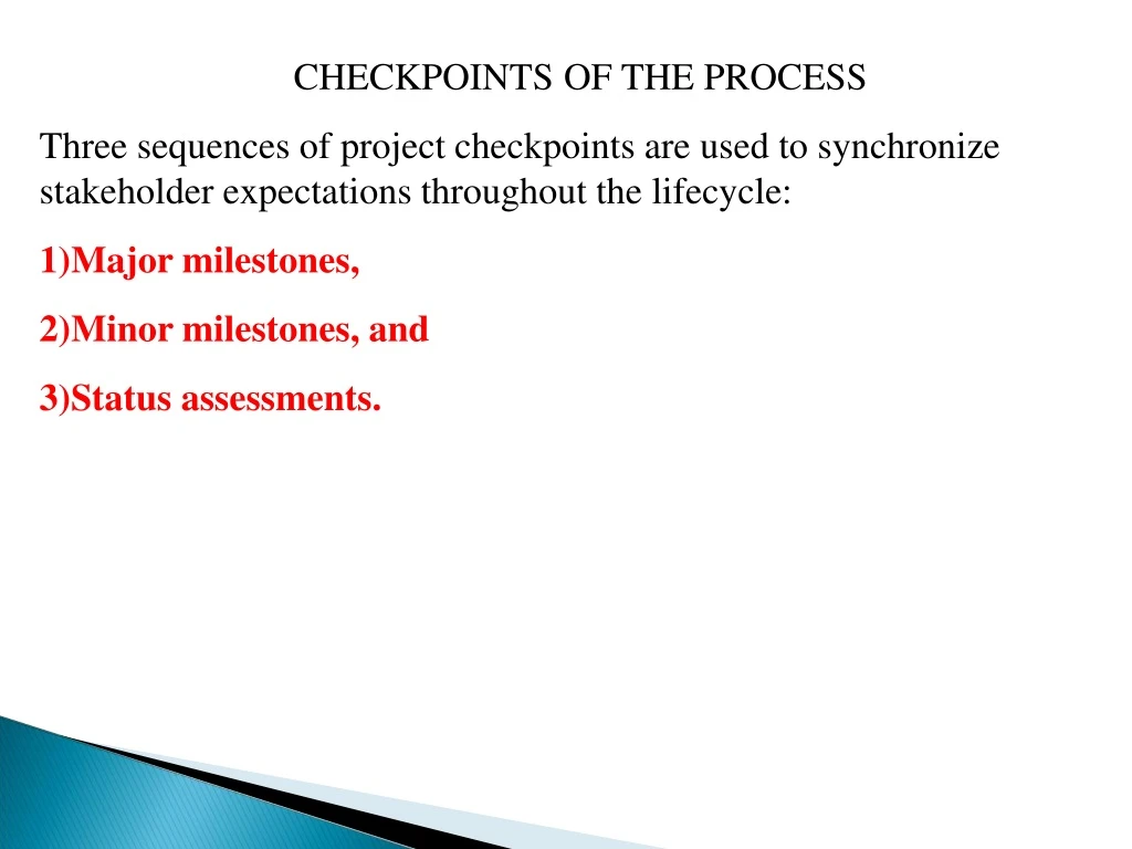 checkpoints of the process three sequences