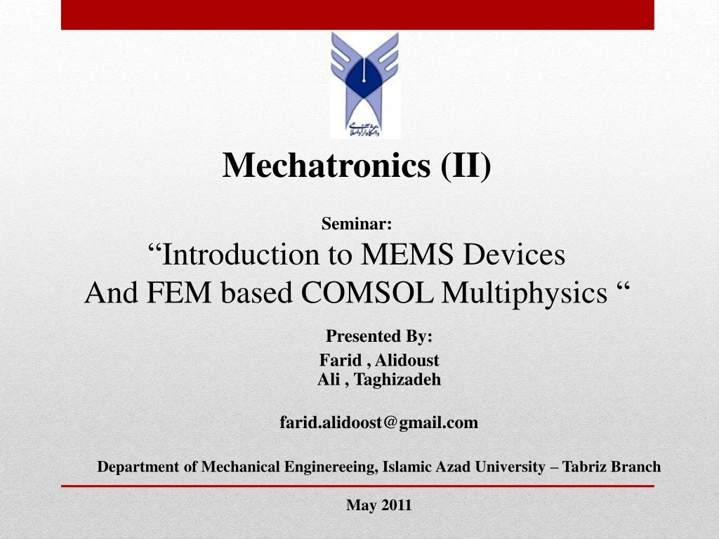 mechatronics ii seminar introduction to mems