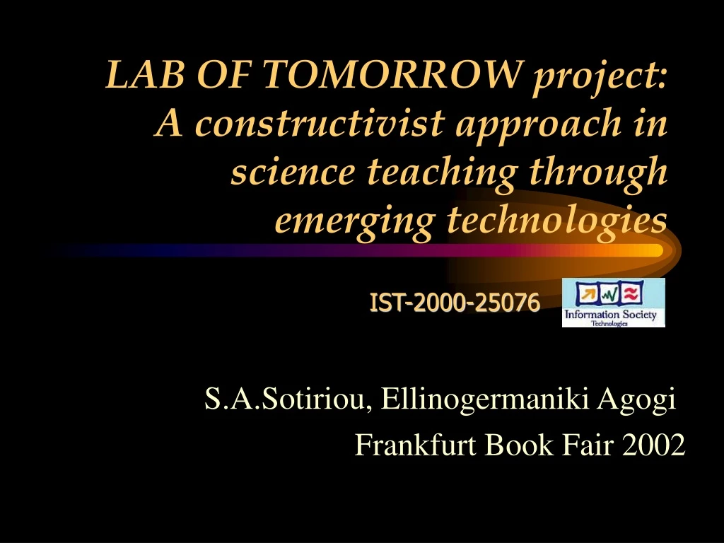 lab of tomorrow project a constructivist approach in science teaching through emerging technologies