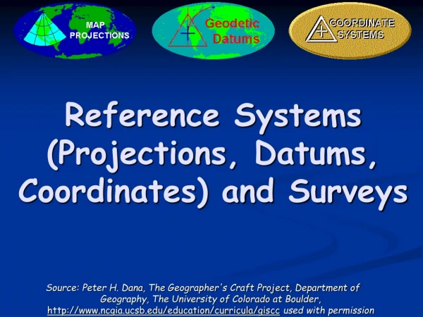 Reference Systems (Projections, Datums,  Coordinates) and Surveys