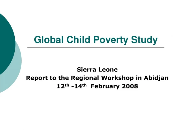 Global Child Poverty Study