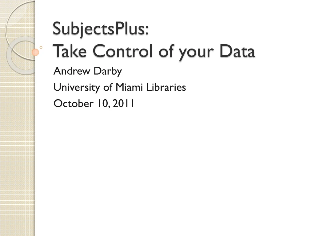 subjectsplus take control of your data