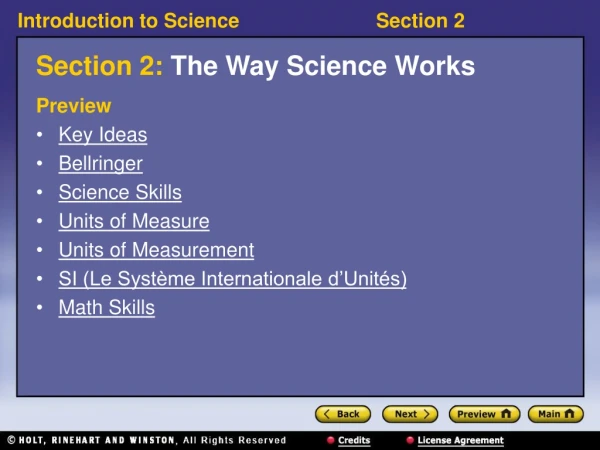 Section 2:  The Way Science Works