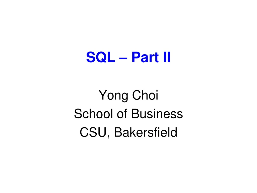 sql part ii