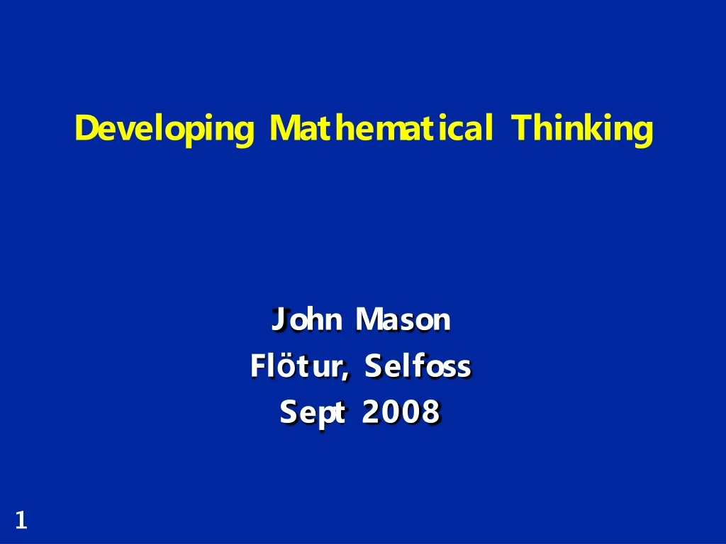 developing mathematical thinking