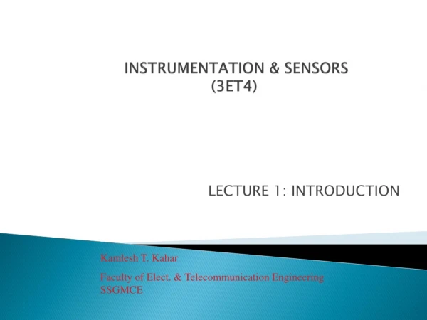 INSTRUMENTATION &amp; SENSORS (3ET4)