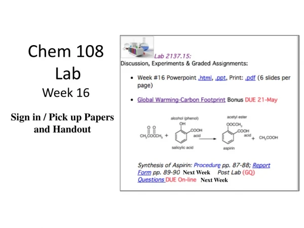 Chem 108  Lab Week 16