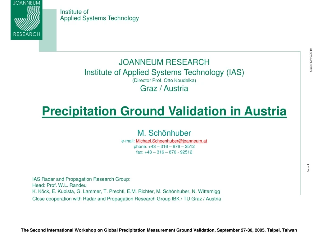 joanneum research institute of applied systems