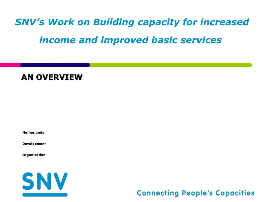 snv s work on building capacity for increased income and improved basic services
