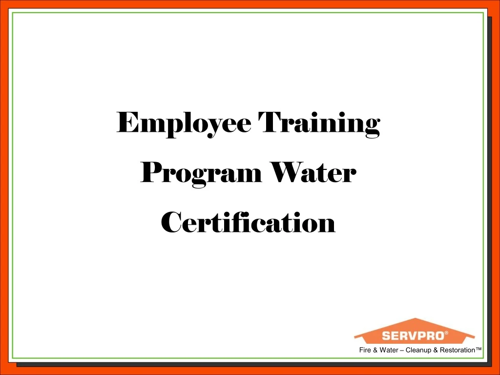 employee training program water certification