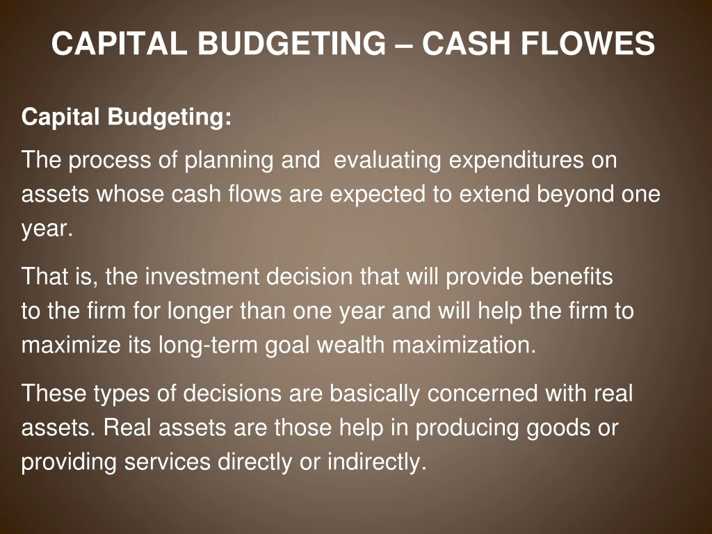 capital budgeting cash flowes capital budgeting