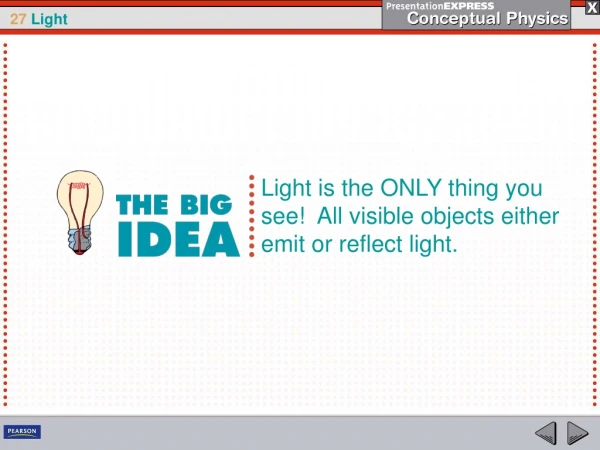 Light is the ONLY thing you see!  All visible objects either emit or reflect light.