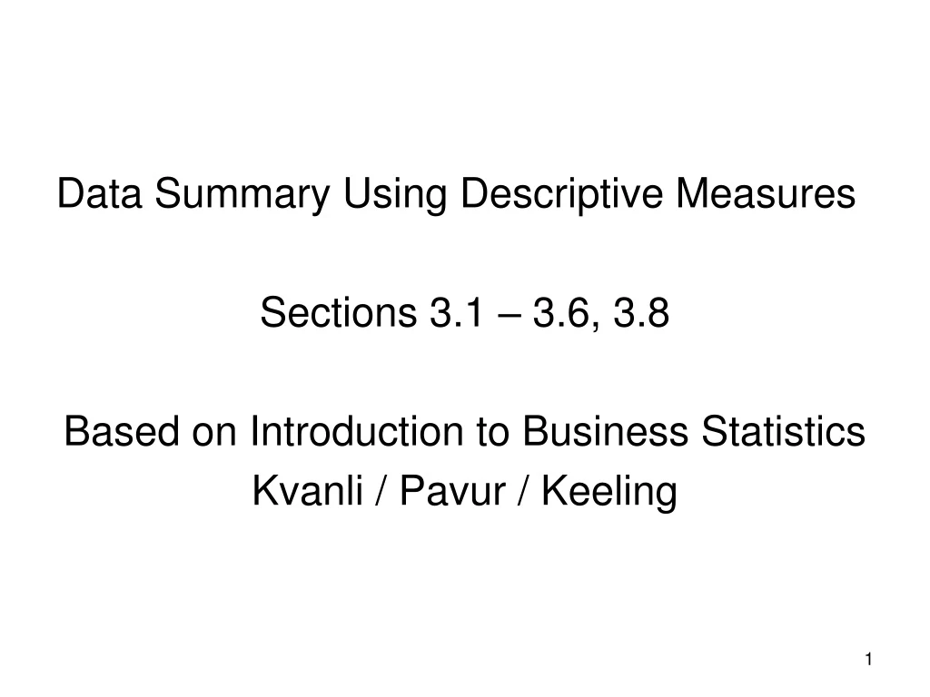 data summary using descriptive measures sections