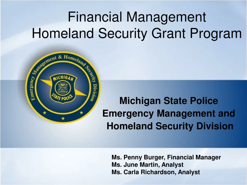 financial management homeland security grant program