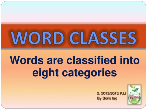 WORD CLASSES