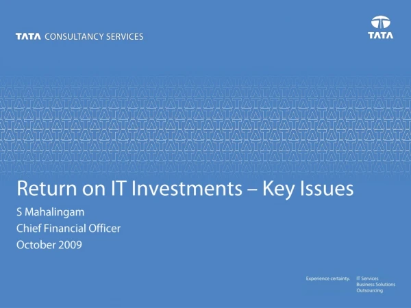 Return on IT Investments – Key Issues