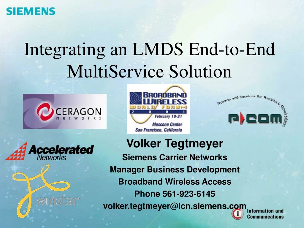 integrating an lmds end to end multiservice solution