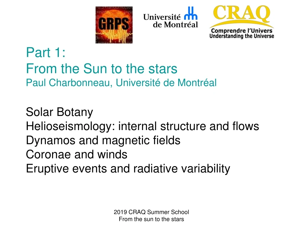 part 1 from the sun to the stars paul charbonneau