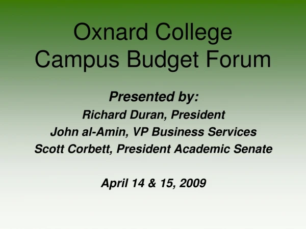 Oxnard College  Campus Budget Forum