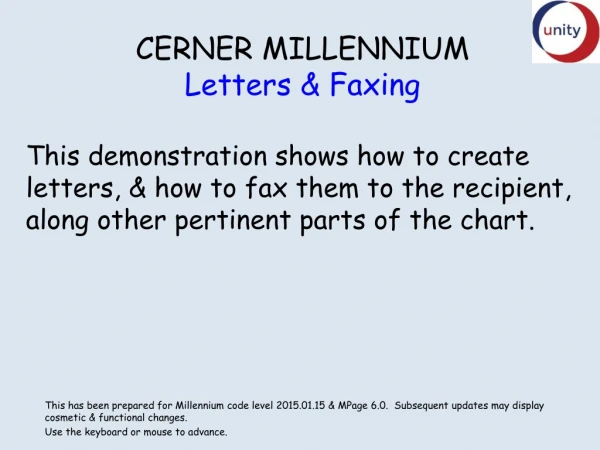 CERNER MILLENNIUM Letters &amp; Faxing