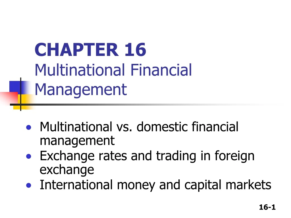 chapter 16 multinational financial management