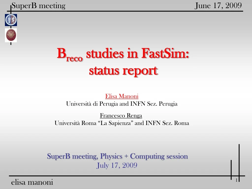 b reco studies in fastsim status report