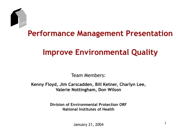 Performance Management Presentation Improve Environmental Quality