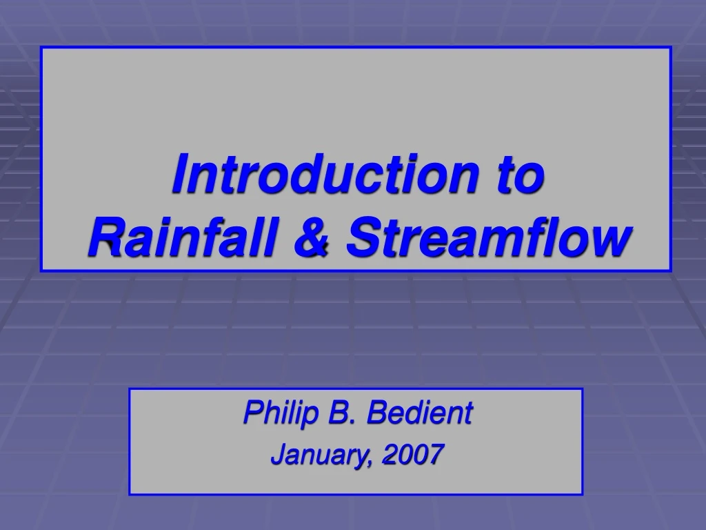 introduction to rainfall streamflow