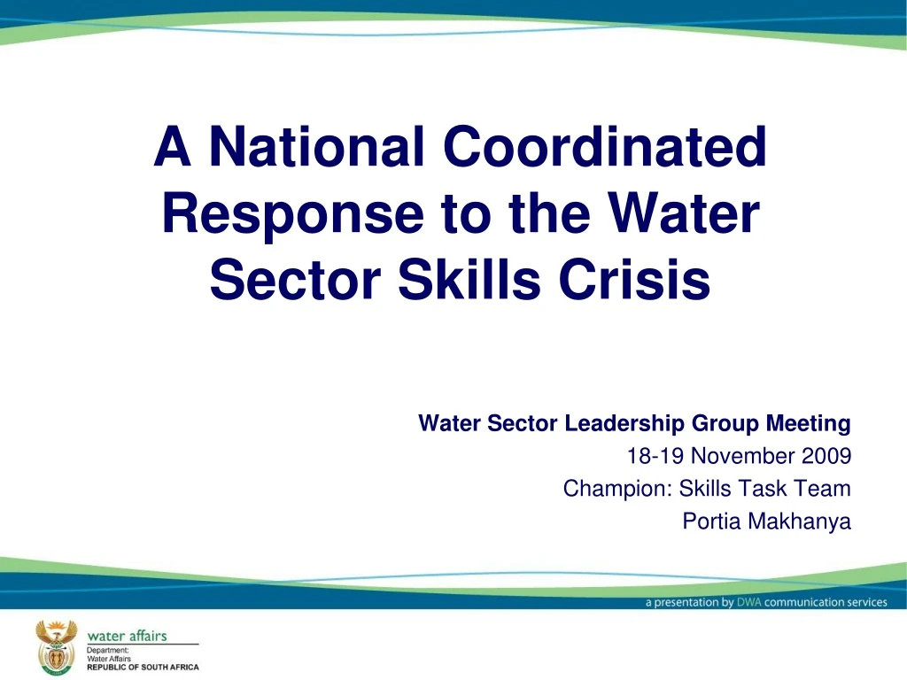 a national coordinated response to the water sector skills crisis