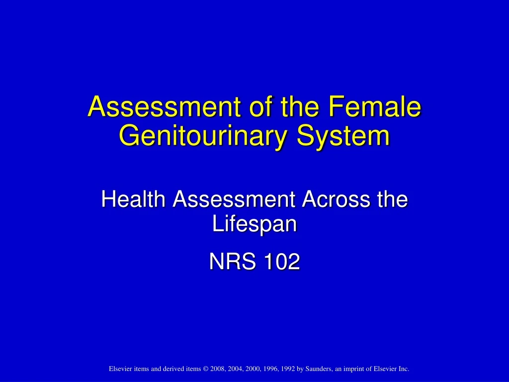 assessment of the female genitourinary system