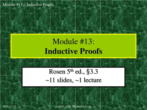 Module #13: Inductive Proofs