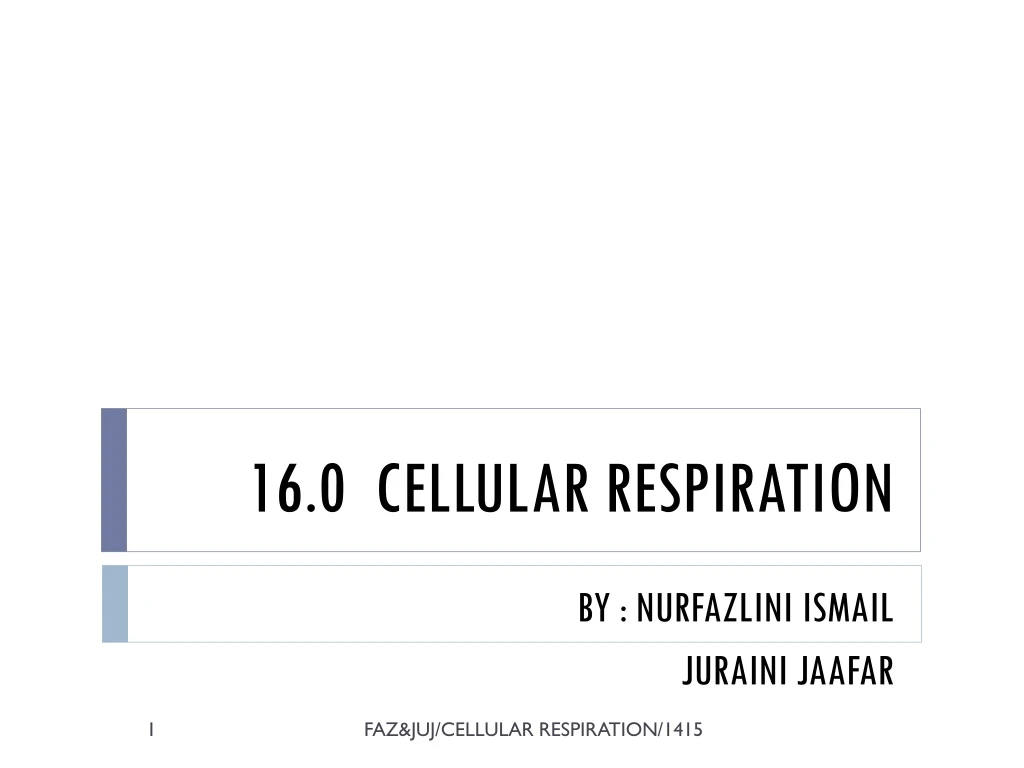 16 0 cellular respiration