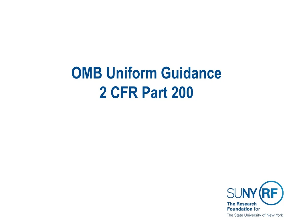 omb uniform guidance 2 cfr part 200