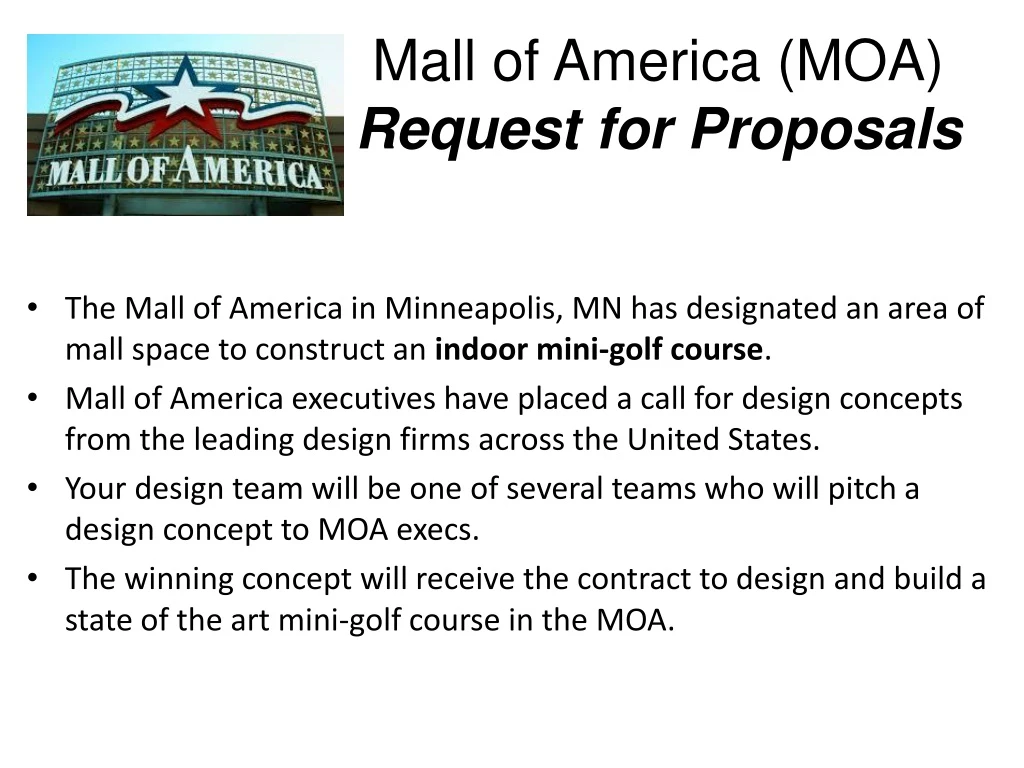 mall of america moa request for proposals