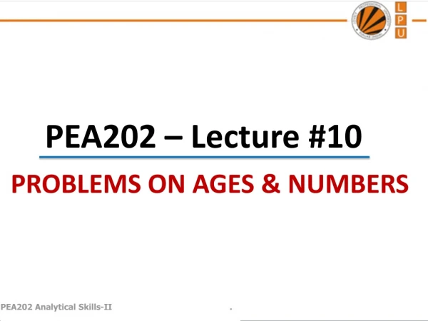 PEA202 – Lecture #10