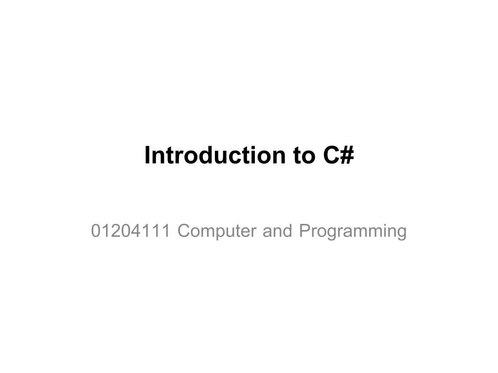 introduction to c