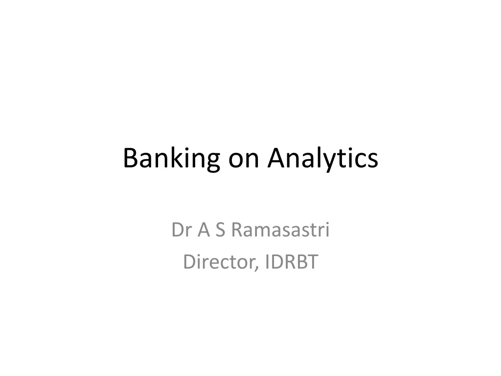 banking on analytics