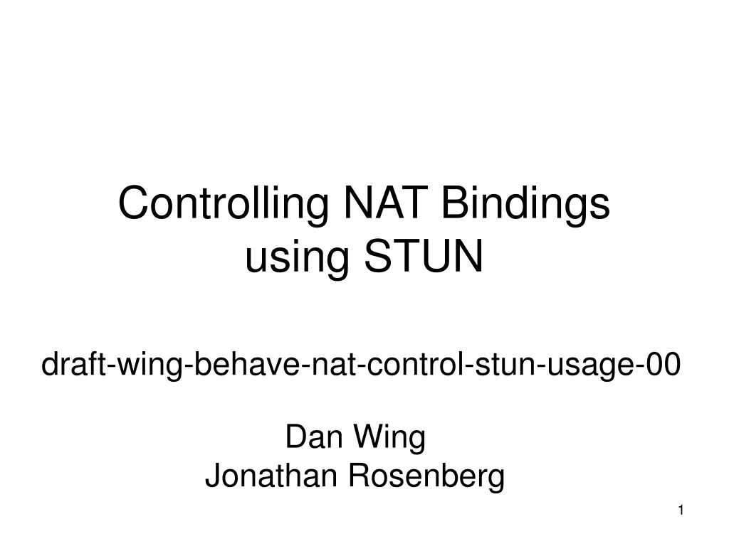 controlling nat bindings using stun