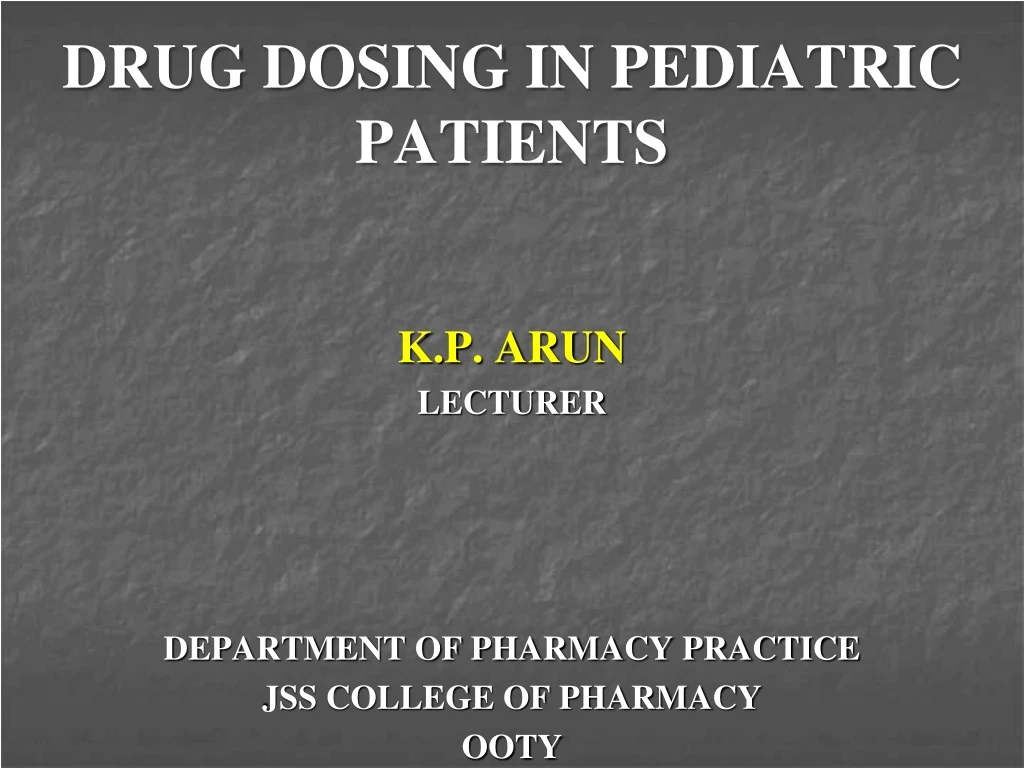 drug dosing in pediatric patients
