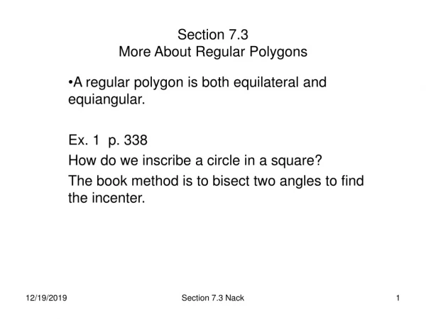 Section 7.3   More About Regular Polygons